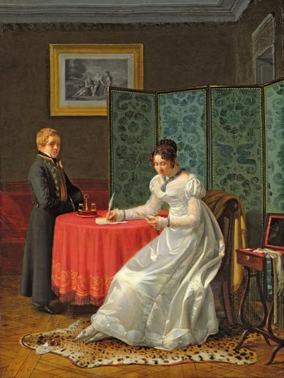 Woman Writing a Letter by Pierre Duval Lecamus